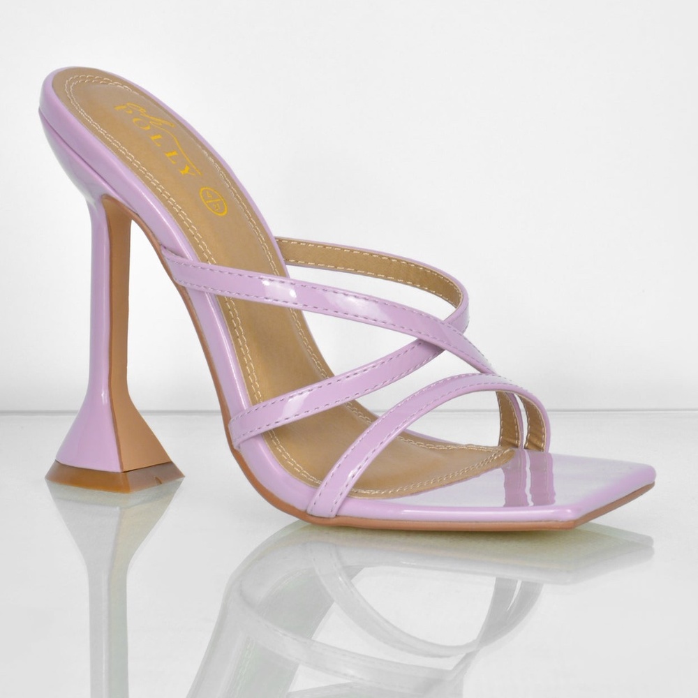 Oh Polly Cross my Path Strappy Mule Purple Heels Spring Outfit Shoes Sandal